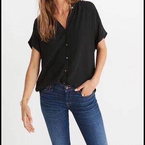 Madewell Central Drapey Short-Sleeve Button-Down Shirt